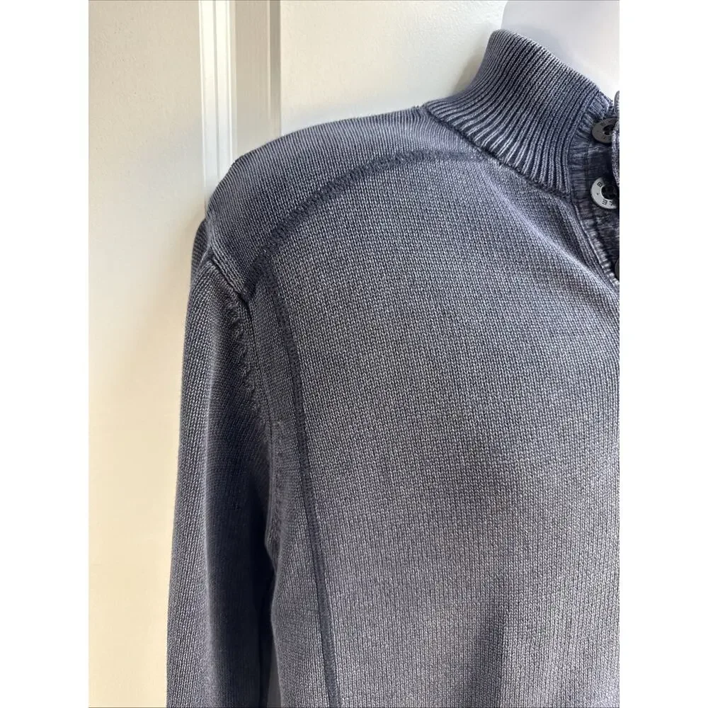 BKE‎ Men's Large Blue Ryder 1/4 ButtonHenley Sweater Knit Cotton Pullover Casual